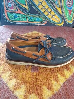 Sperry Navy and Brown Leather Men's Boat Shoes